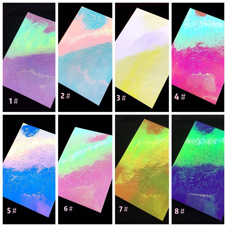 Holographic Flame Nail Stickers