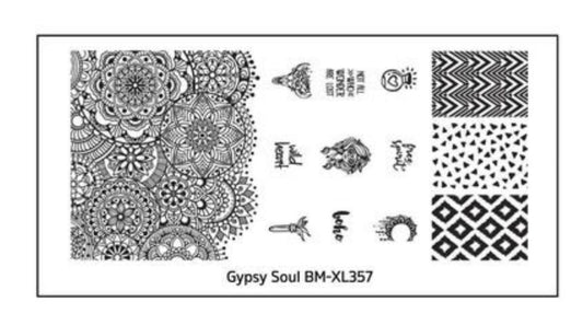 Gypsy Soul XL Nail Stamping Plates (BM-XL357): Boho - Nirvana Nail and Beauty Supplies 