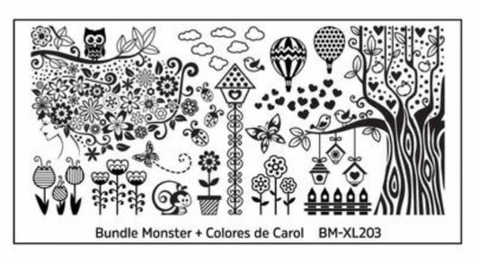 Blogger Collaboration Nail Art Polish Stamping Plates - BM-XL203, Colores de Carol - Nirvana Nail and Beauty Supplies 