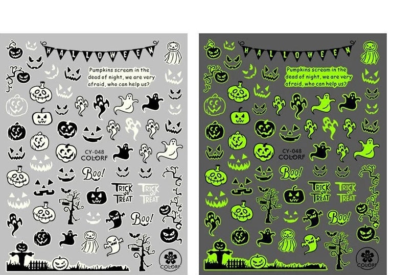 Glow In the Dark Halloween Nail Art Stickers