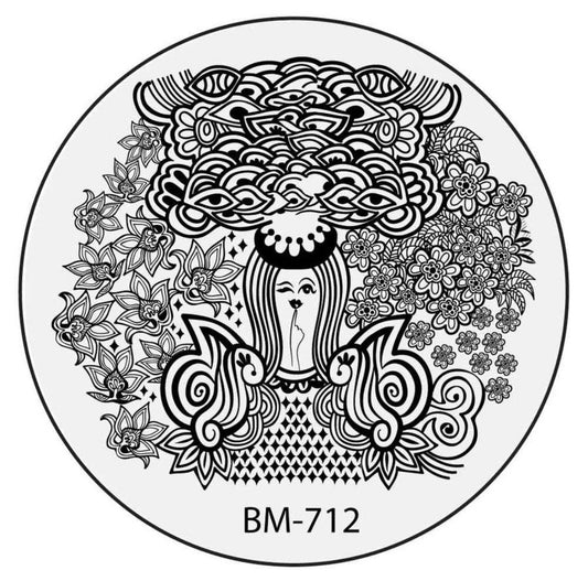 Secret Garden - Flowers For Brains (BM-712)  Stamping Plate