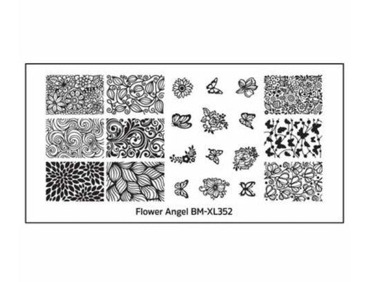Bundle Monster Flower Angel XL Nail Stamping Plates (BM-XL352): Butterfly Wings - Nirvana Nail and Beauty Supplies 