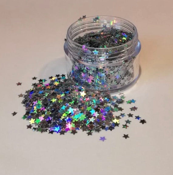Sparklies Silver Holo Glitter Stars