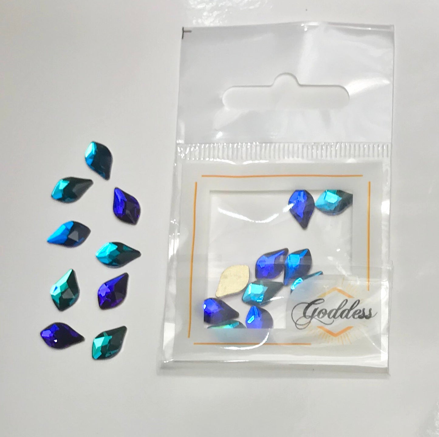 Goddess Blue Tone Petal Crystals 6 x 10mm 10 Pack